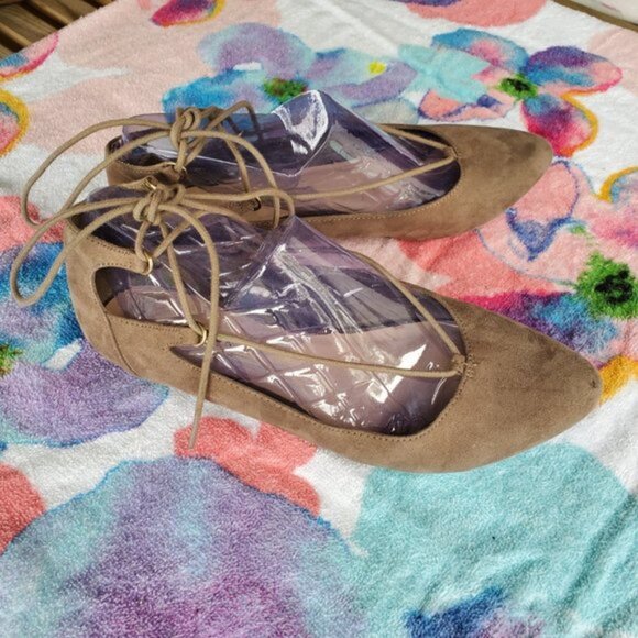 New Look Lace Up Ballet Flat - Light Brown - Picture 3 of 4